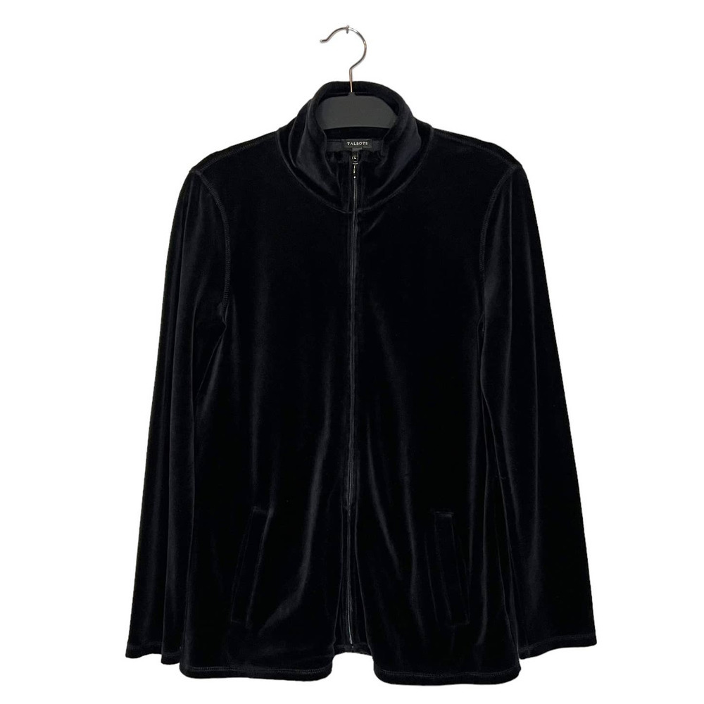 Talbots Y2K Velour Velvet Zip Up Tracksuit Jacket Size Medium Comfy Cozy Fall